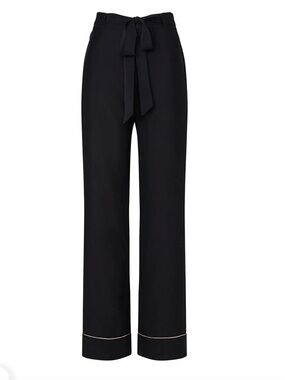 Kiki de Montparnasse Silk Pajama Pants Black Nude Trim Medium NWT